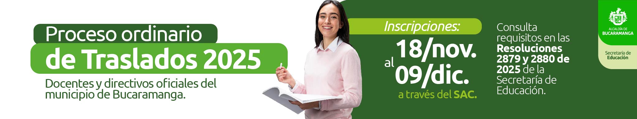Proceso Ordinario de Traslados de Docentes y Directivos Docentes Oficiales a la Planta de Cargos del Municipio de Bucaramanga con cargo al SGP 2025